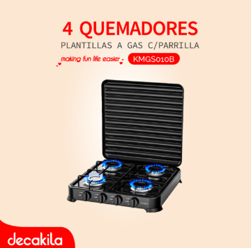 DECAKILA PLANTILLA GAS C/PARRILLA 4 QUEMADORES / KMGS010B