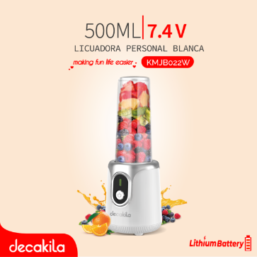 DECAKILA LICUADORA PERSONAL 500ML 7.4V BLANCA / KMJB022W