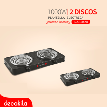 DECAKILA PLANTÍLLA ELÉCTRICA 2 DISCOS 1000W KUCC002B
