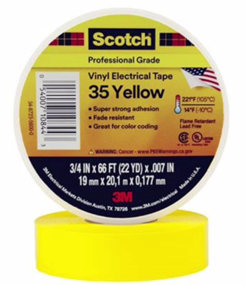 3M TAPE ELECTRICO SCOTCH 35 AMARILLO 3/4X20MTS