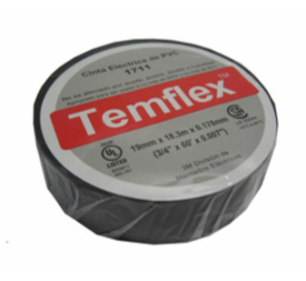 3M TAPE ELECTRICO TEMFLEX NEGRO GDE 3/4X18MTS