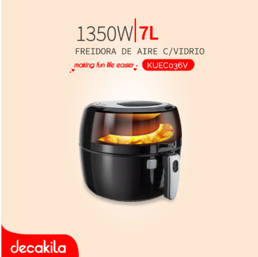 DECAKILA FREIDORA DE AIRE C/VIDRIO 7.0L 1350W / KUEC041B
