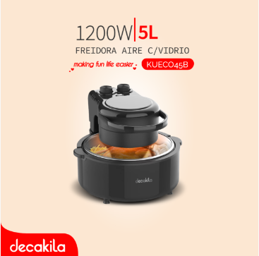 DECAKILA FREIDORA AIRE C/VIDRIO 5.0L 1200W / KUECO45B