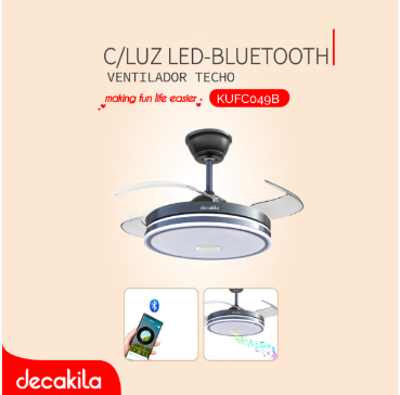 DECAKILA VENTILADOR TECHO C/LUZ LED-BLUETOOTH / KUFC049B
