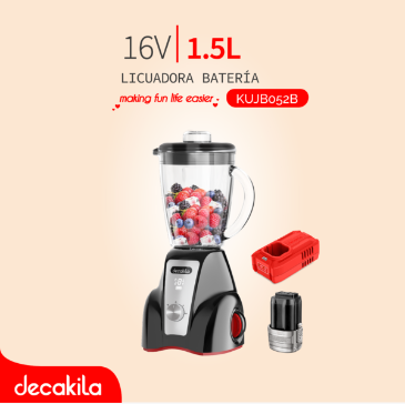 DECAKILA LICUADORA BATERÍ LITIO 16V, 1.5LT NEGRO C/BA / KUJB052B