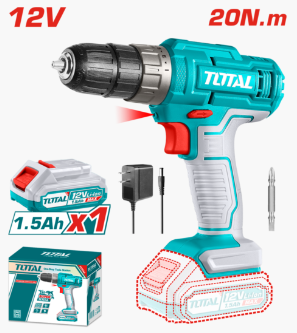 HE/TALADRO TOTAL 12V 3/8 LITIO 600RPM / UTDLI1218
