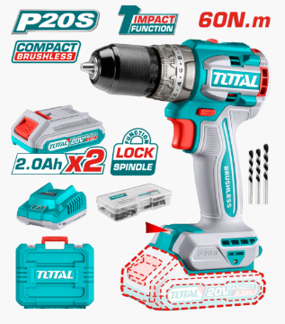 HE/TALADRO BATERÍA TOTAL 20V BL 1/2 PERC. 2BAT C/E / UTIDLI20602